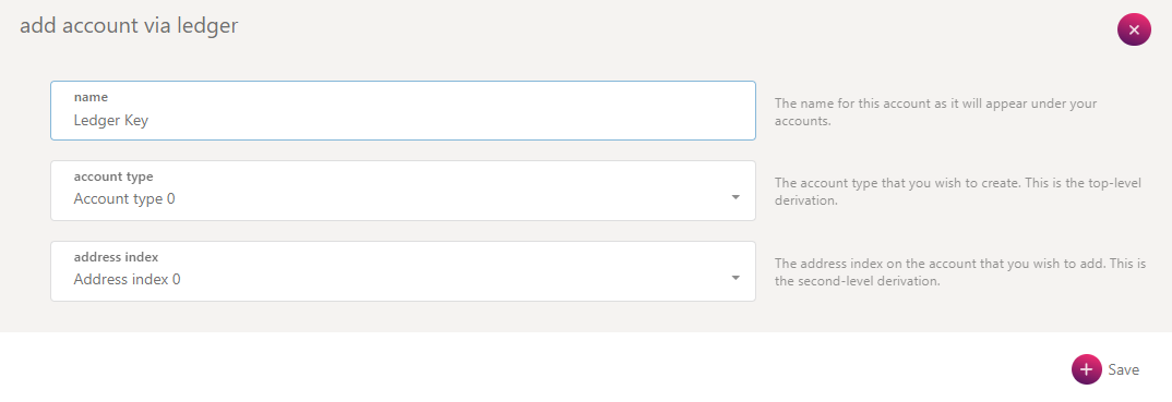 Picking an account and derivation path